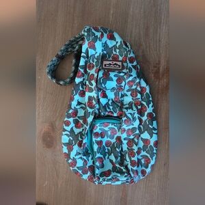Kavu Blue Sling Bag with Red Rose Design